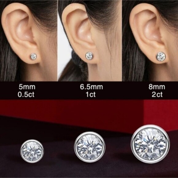 Certified 2ct t.w Moissanite Luxury Bezel Stud Earrings